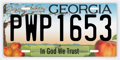 GA license plate PWP1653