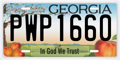 GA license plate PWP1660