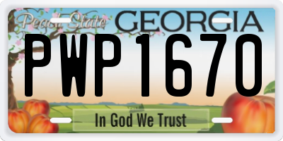 GA license plate PWP1670