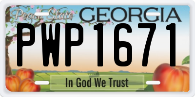 GA license plate PWP1671