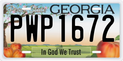 GA license plate PWP1672