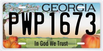 GA license plate PWP1673
