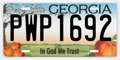 GA license plate PWP1692