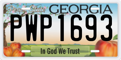 GA license plate PWP1693