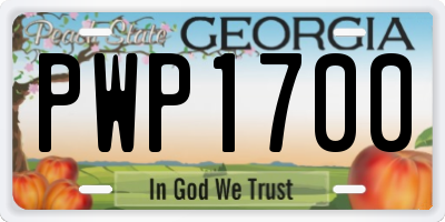 GA license plate PWP1700