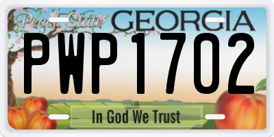 GA license plate PWP1702