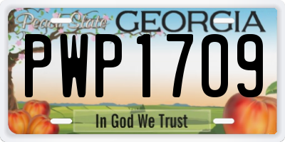 GA license plate PWP1709