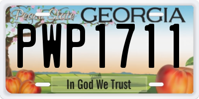 GA license plate PWP1711