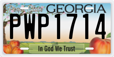 GA license plate PWP1714
