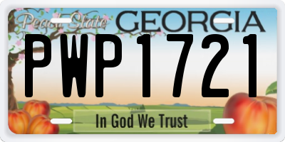 GA license plate PWP1721