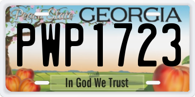 GA license plate PWP1723