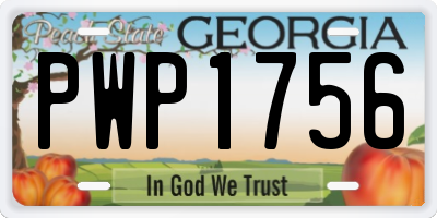 GA license plate PWP1756