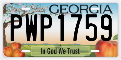 GA license plate PWP1759