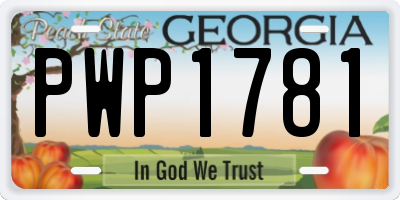 GA license plate PWP1781