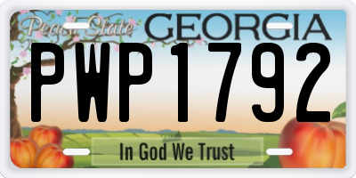 GA license plate PWP1792
