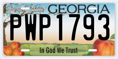 GA license plate PWP1793