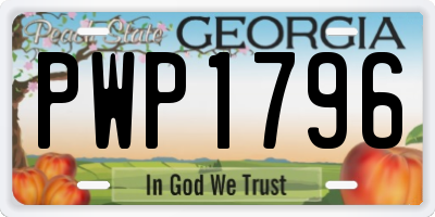 GA license plate PWP1796