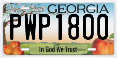 GA license plate PWP1800