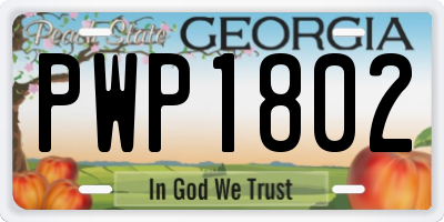 GA license plate PWP1802