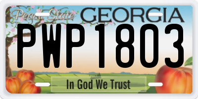 GA license plate PWP1803