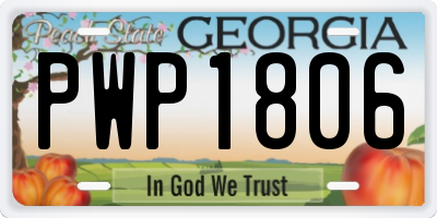 GA license plate PWP1806