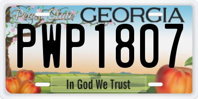 GA license plate PWP1807