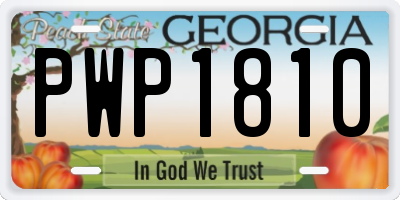 GA license plate PWP1810