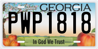 GA license plate PWP1818