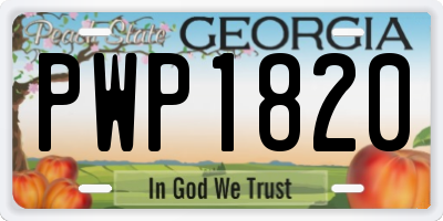 GA license plate PWP1820