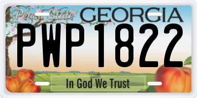 GA license plate PWP1822
