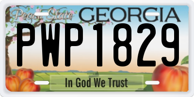 GA license plate PWP1829