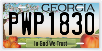 GA license plate PWP1830