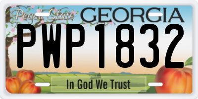 GA license plate PWP1832