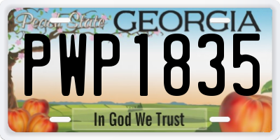 GA license plate PWP1835