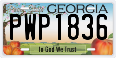 GA license plate PWP1836