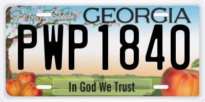GA license plate PWP1840