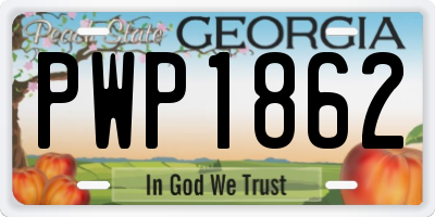 GA license plate PWP1862