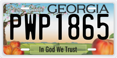 GA license plate PWP1865
