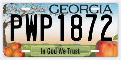 GA license plate PWP1872