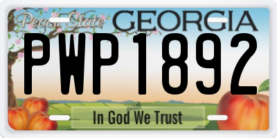GA license plate PWP1892