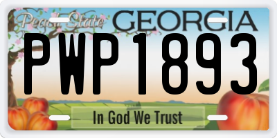 GA license plate PWP1893