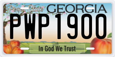 GA license plate PWP1900