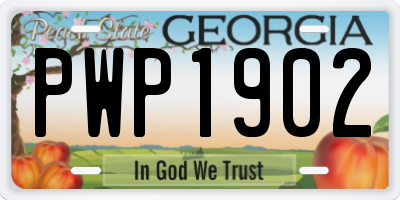 GA license plate PWP1902
