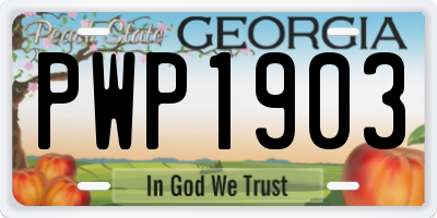 GA license plate PWP1903