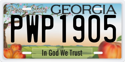 GA license plate PWP1905