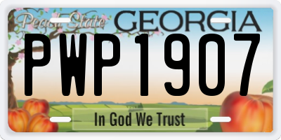 GA license plate PWP1907
