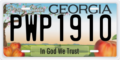 GA license plate PWP1910