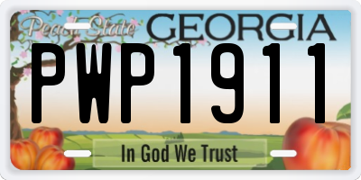 GA license plate PWP1911