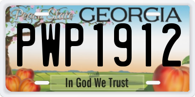 GA license plate PWP1912