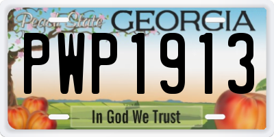 GA license plate PWP1913